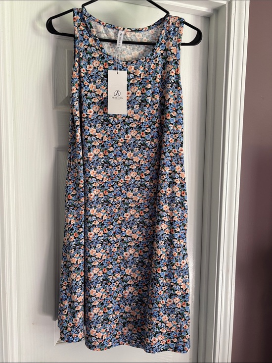 Freeoak Dresses & Skirts - Blue Floral Sleeveless A-Line Dress